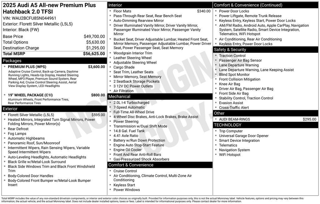 2025 Audi A5 2.0T Premium Plus quattro