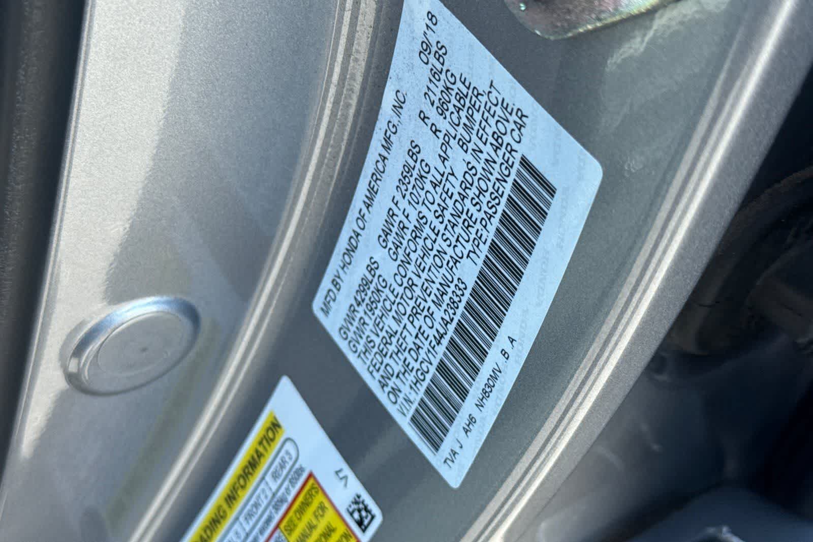 2018 Honda Accord Sedan EX 1.5T