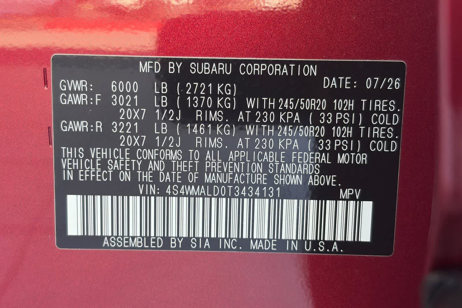 2026 Subaru Ascent Onyx Edition Touring
