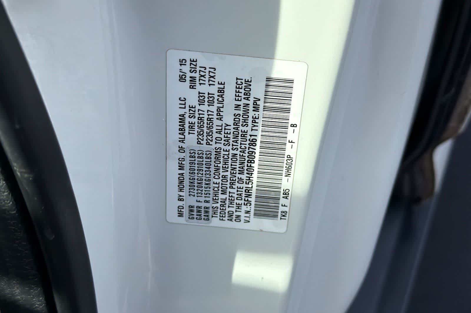2015 Honda Odyssey EX