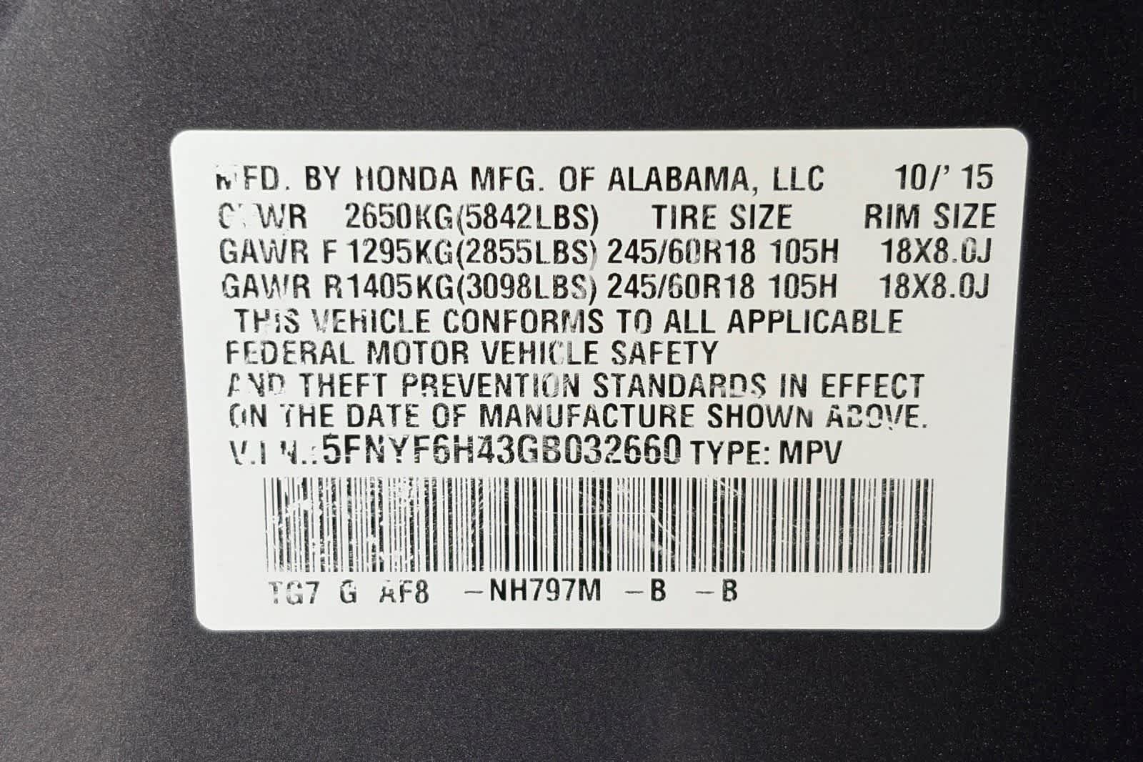2016 Honda Pilot EX