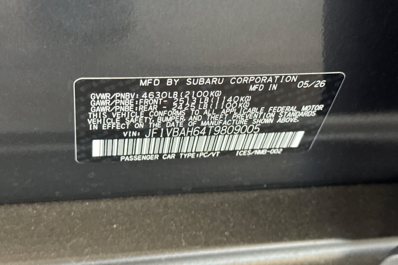 2026 Subaru WRX Manual