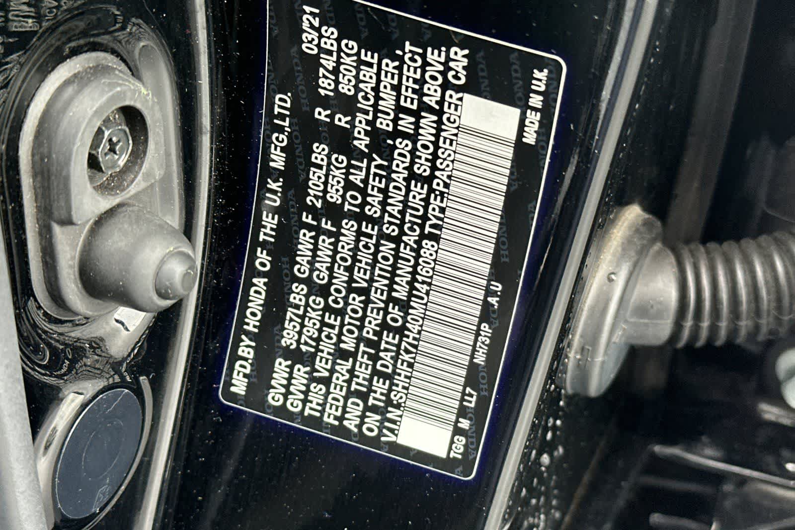 2021 Honda Civic Hatchback Sport