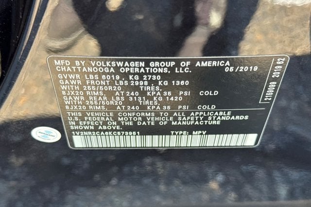 2019 Volkswagen Atlas 3.6L V6 SEL Premium