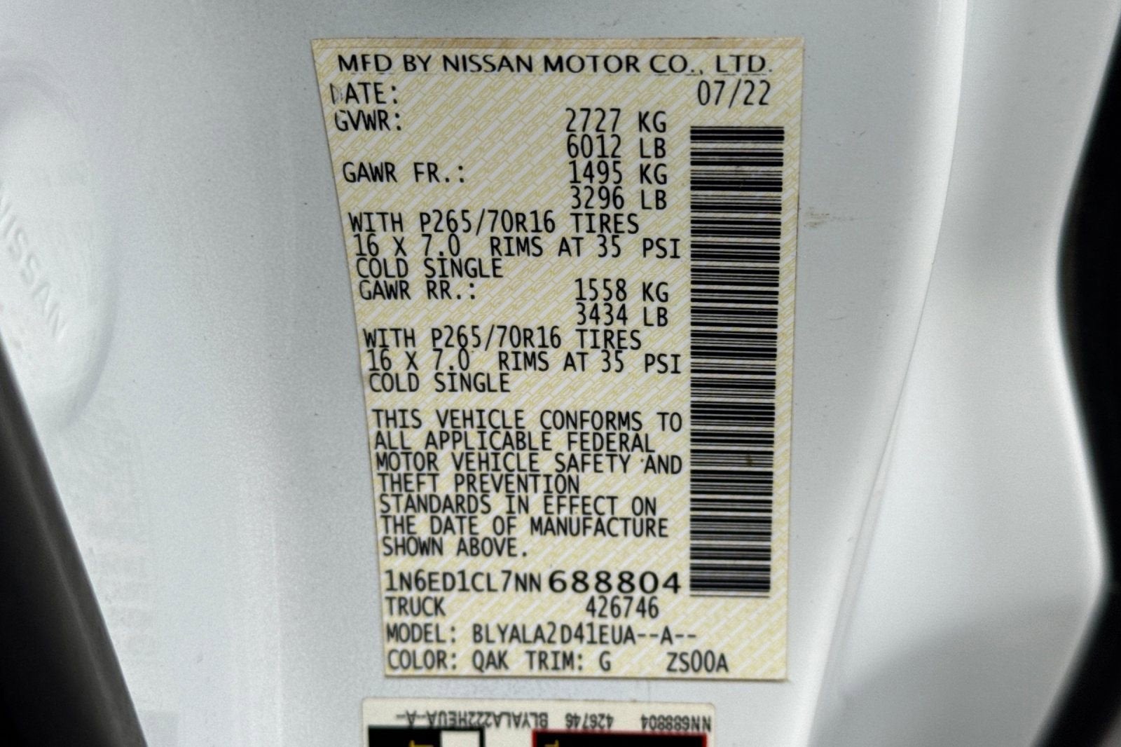 2022 Nissan Frontier S