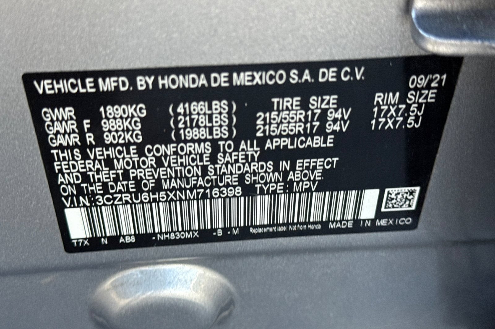 2022 Honda HR-V AWD EX
